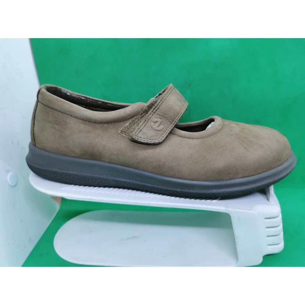Ecco Soft Women Shoes Mary Jane Suede Brown Hook & Loop Size 40 US 9